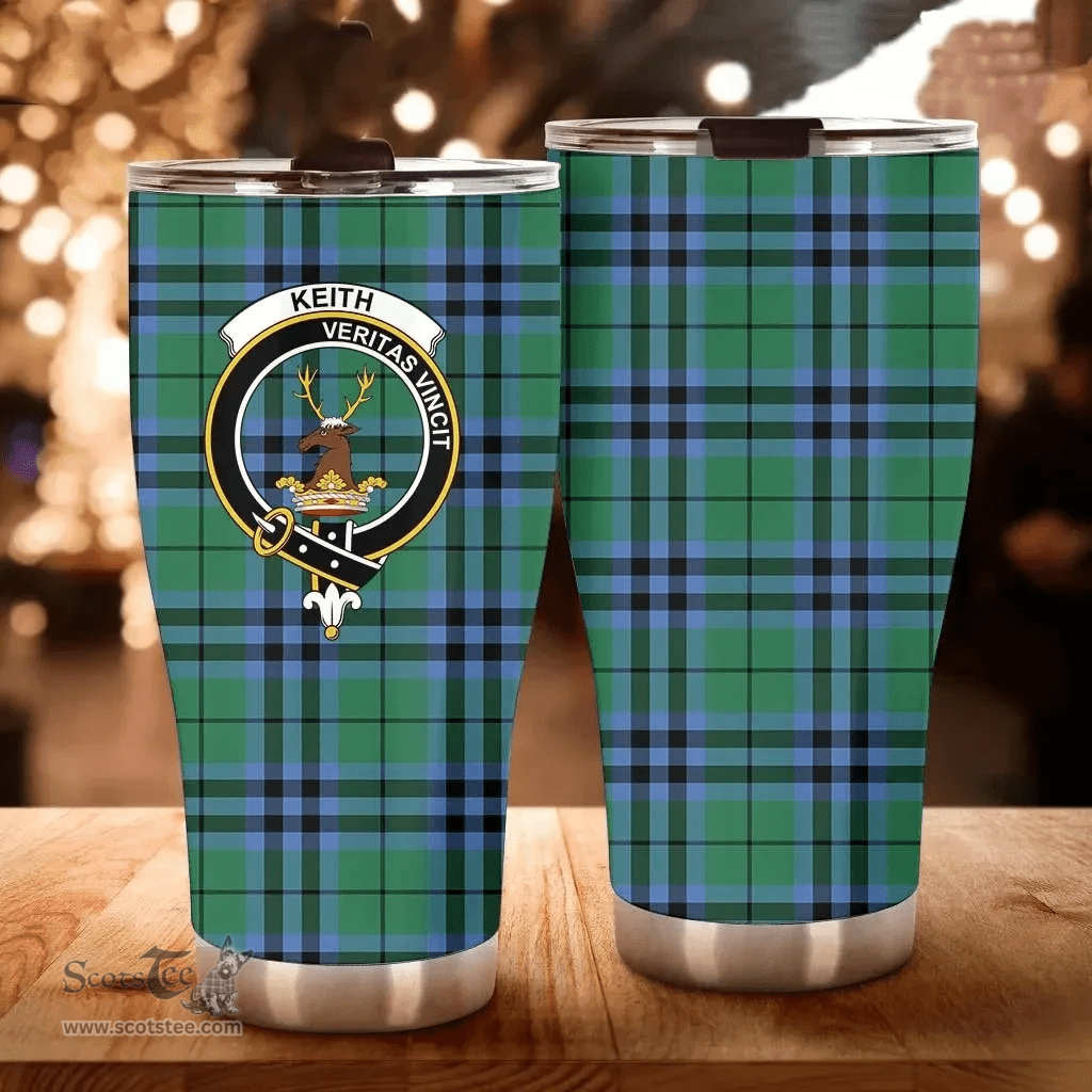 Scottish Keith Clan Tartan Tumbler - Curved Glitter Tumbler Scottish Plaid Tartan Plaid