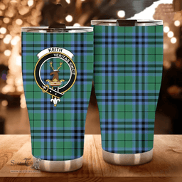 Scottish Keith Clan Tartan Tumbler - Curved Glitter Tumbler Scottish Plaid Tartan Plaid