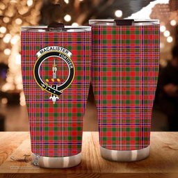 Scottish MacAlister Clan Tartan Tumbler - Curved Glitter Tumbler Scottish Plaid Tartan Plaid