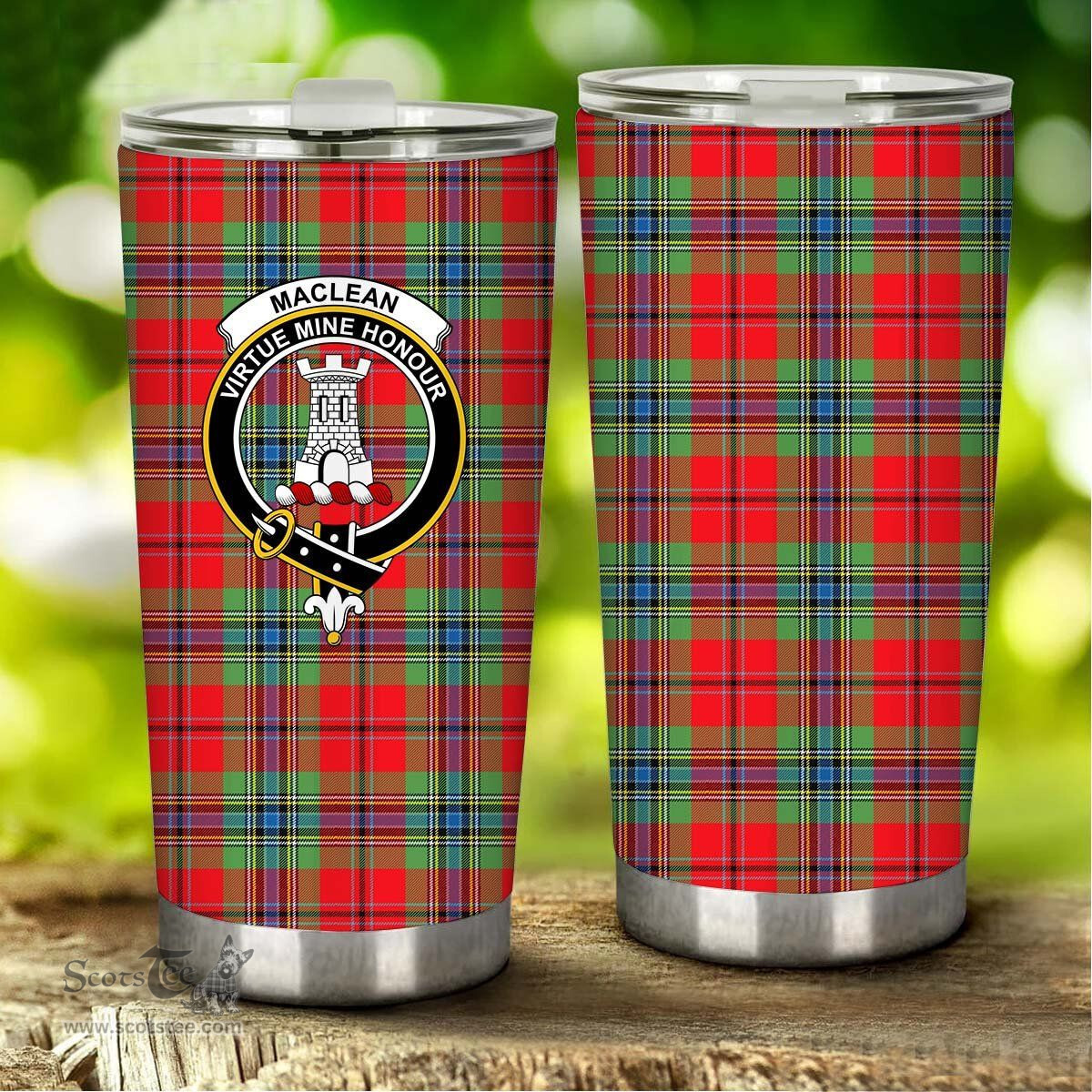 Scottish MacLean Clan Tartan Tumbler - Stainless Steel Glitter Tumbler Scottish Plaid Tartan Plaid