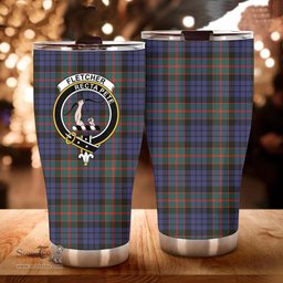 Scottish Fletcher Clan Tartan Tumbler - Curved Glitter Tumbler Scottish Plaid Tartan Plaid
