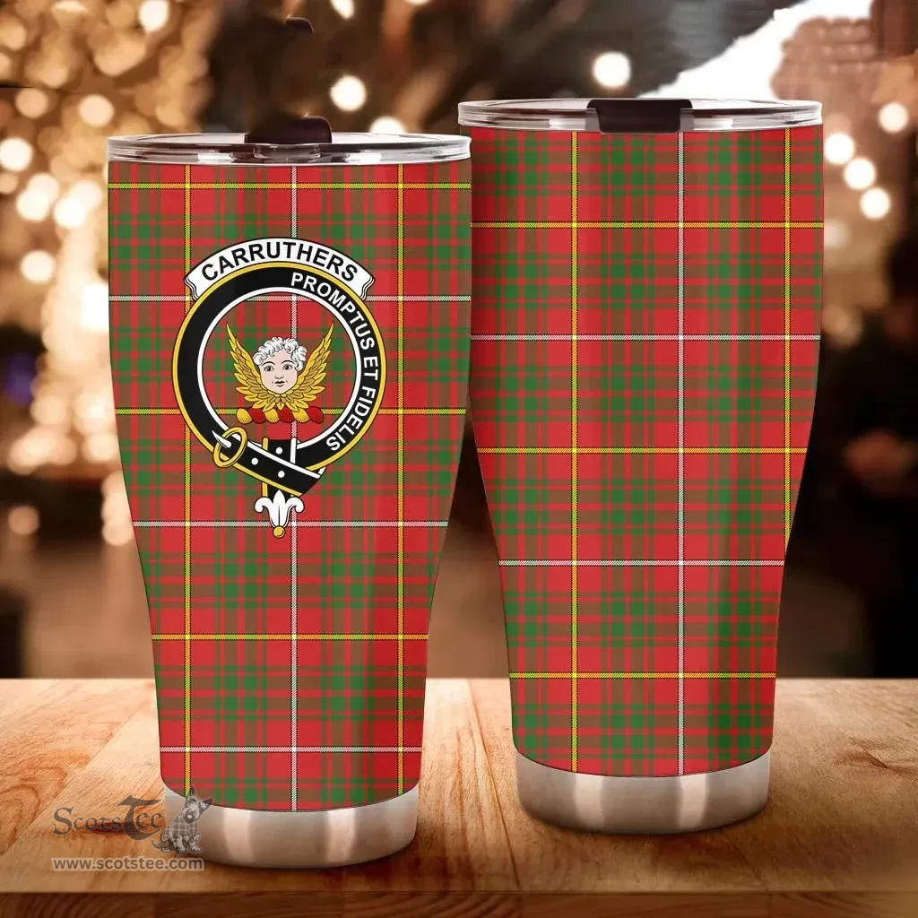 Scottish Carruthers Clan Tartan Tumbler - Curved Glitter Tumbler Scottish Plaid Tartan Plaid