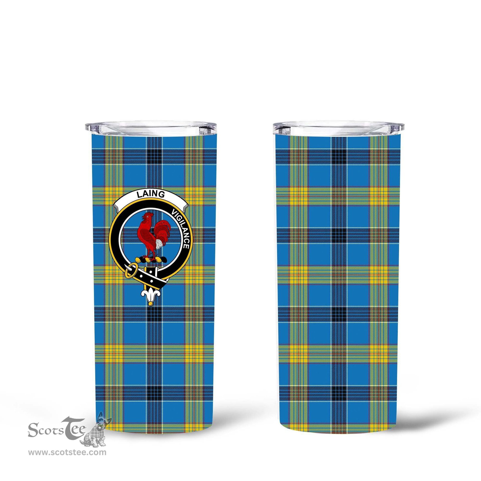 Scottish Laing Clan Tartan Tumbler - Tall Glitter Tumbler Scottish Plaid Tartan Plaid
