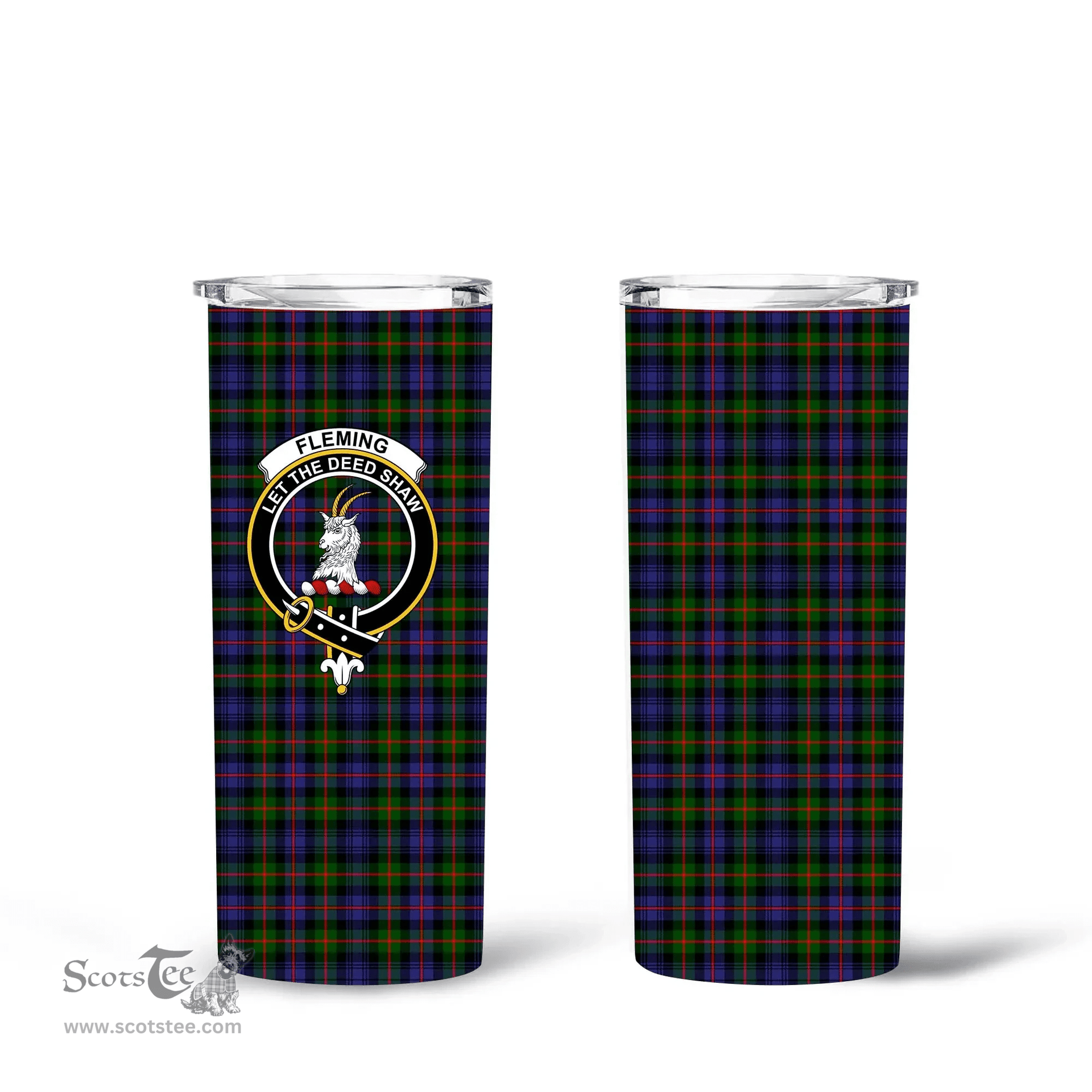 Scottish Fleming Clan Tartan Tumbler - Tall Glitter Tumbler Scottish Plaid Tartan Plaid