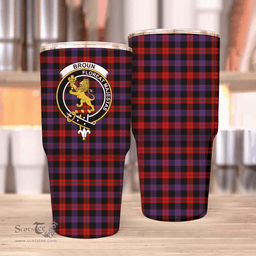 Scottish Broun Clan Tartan Tumbler - Stainless Steel Glitter Tumbler Scottish Plaid Tartan Plaid