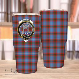 Scottish Spalding Clan Tartan Tumbler - Stainless Steel Glitter Tumbler Scottish Plaid Tartan Plaid