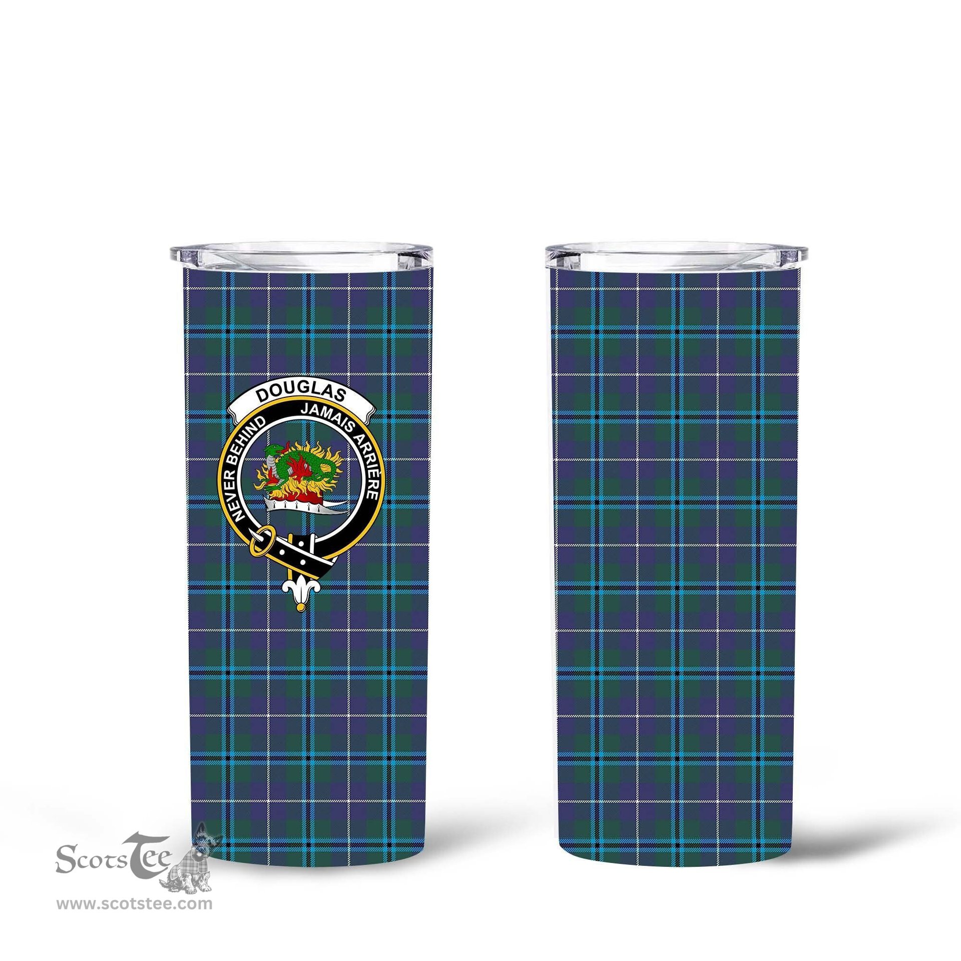 Scottish Douglas Clan Tartan Tumbler - Tall Glitter Tumbler Scottish Plaid Tartan Plaid