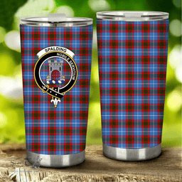Scottish Spalding Clan Tartan Tumbler - Stainless Steel Glitter Tumbler Scottish Plaid Tartan Plaid