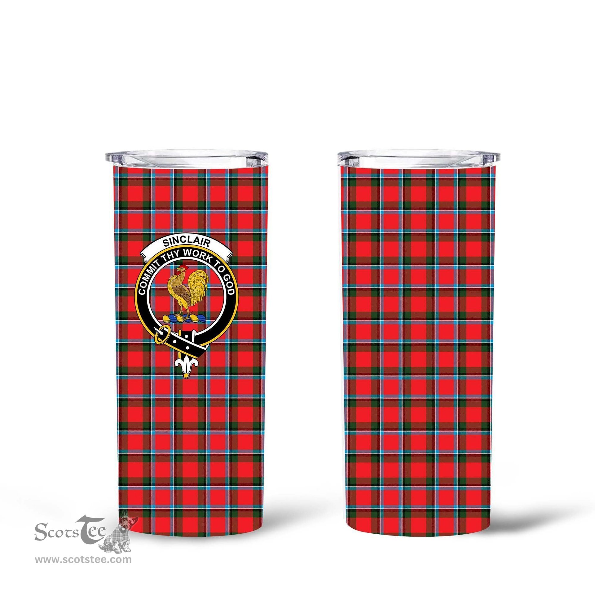 Scottish Sinclair Clan Tartan Tumbler - Tall Glitter Tumbler Scottish Plaid Tartan Plaid