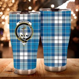 Scottish Roberton Clan Tartan Tumbler - Curved Glitter Tumbler Scottish Plaid Tartan Plaid