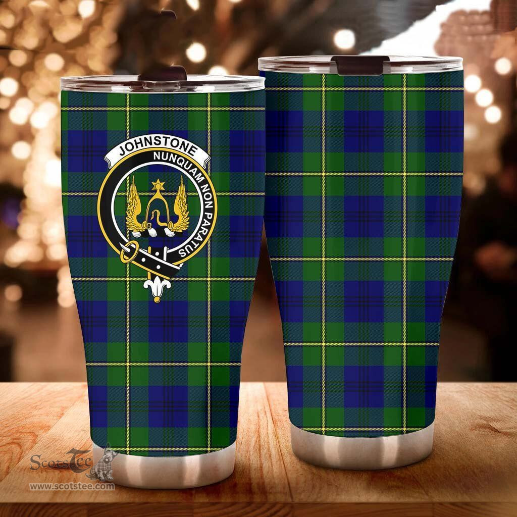 Scottish Johnstone Clan Tartan Tumbler - Curved Glitter Tumbler Scottish Plaid Tartan Plaid