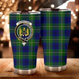 Scottish Johnstone Clan Tartan Tumbler - Curved Glitter Tumbler Scottish Plaid Tartan Plaid