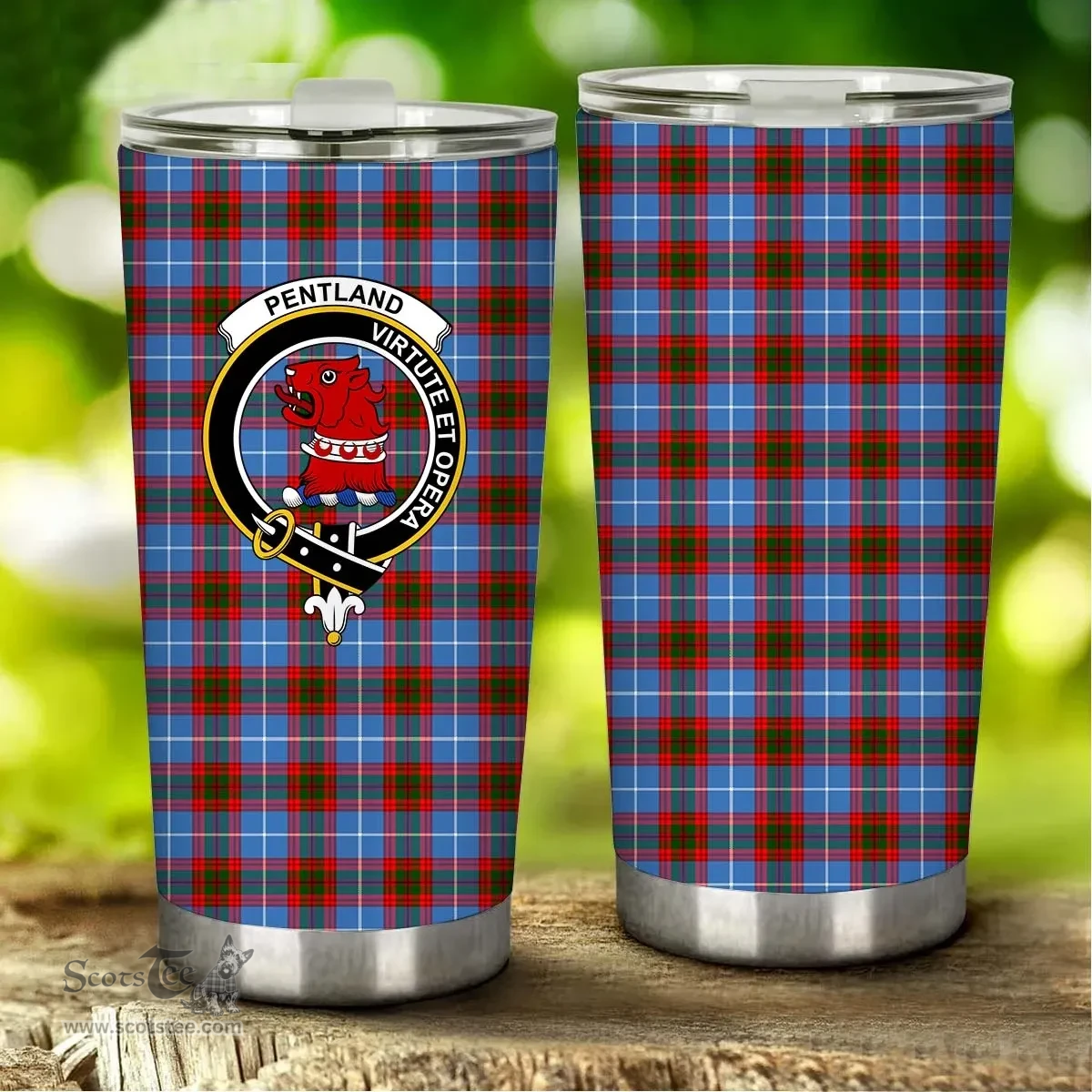 Scottish Pentland Clan Tartan Tumbler - Stainless Steel Glitter Tumbler Scottish Plaid Tartan Plaid