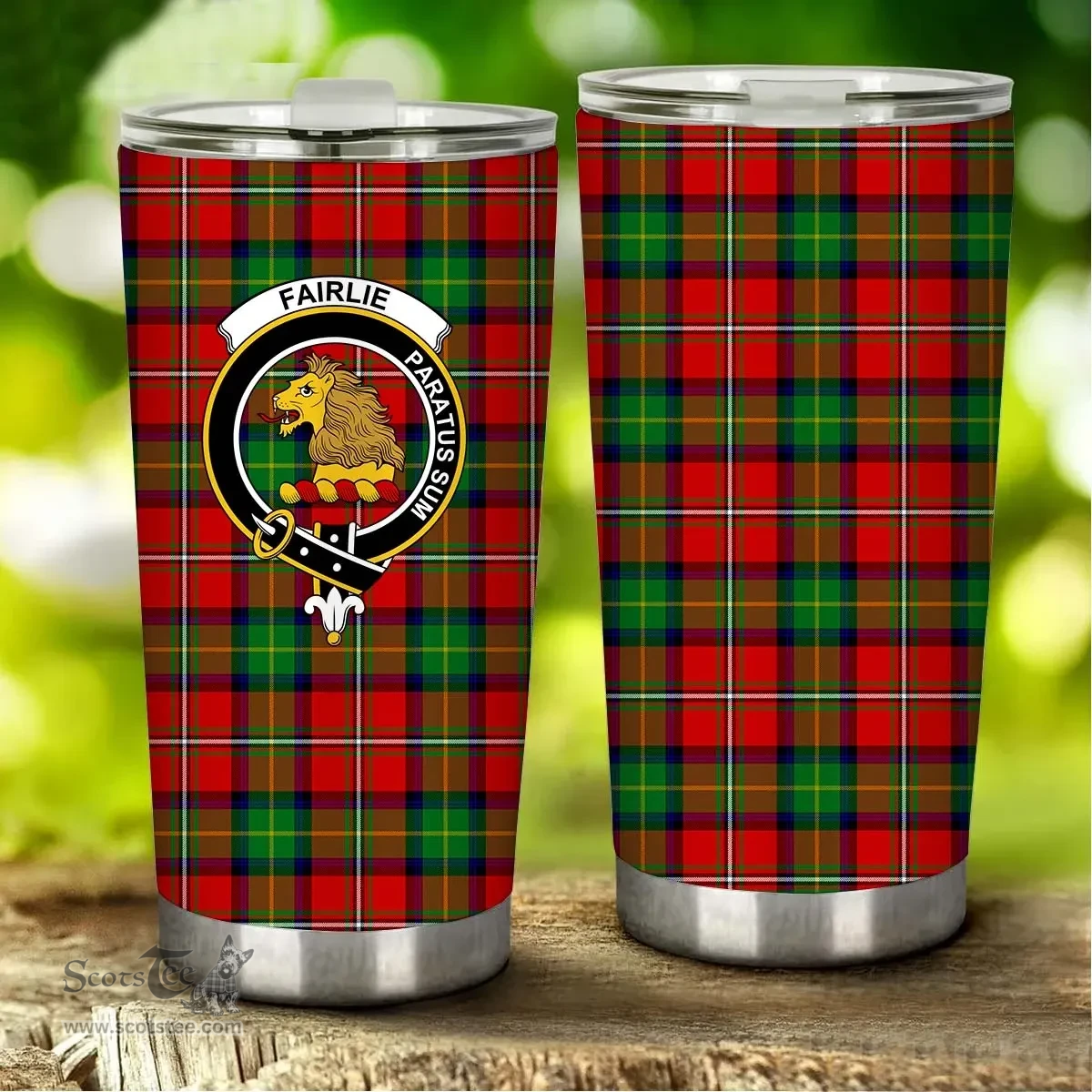 Scottish Fairlie Clan Tartan Tumbler - Stainless Steel Glitter Tumbler Scottish Plaid Tartan Plaid