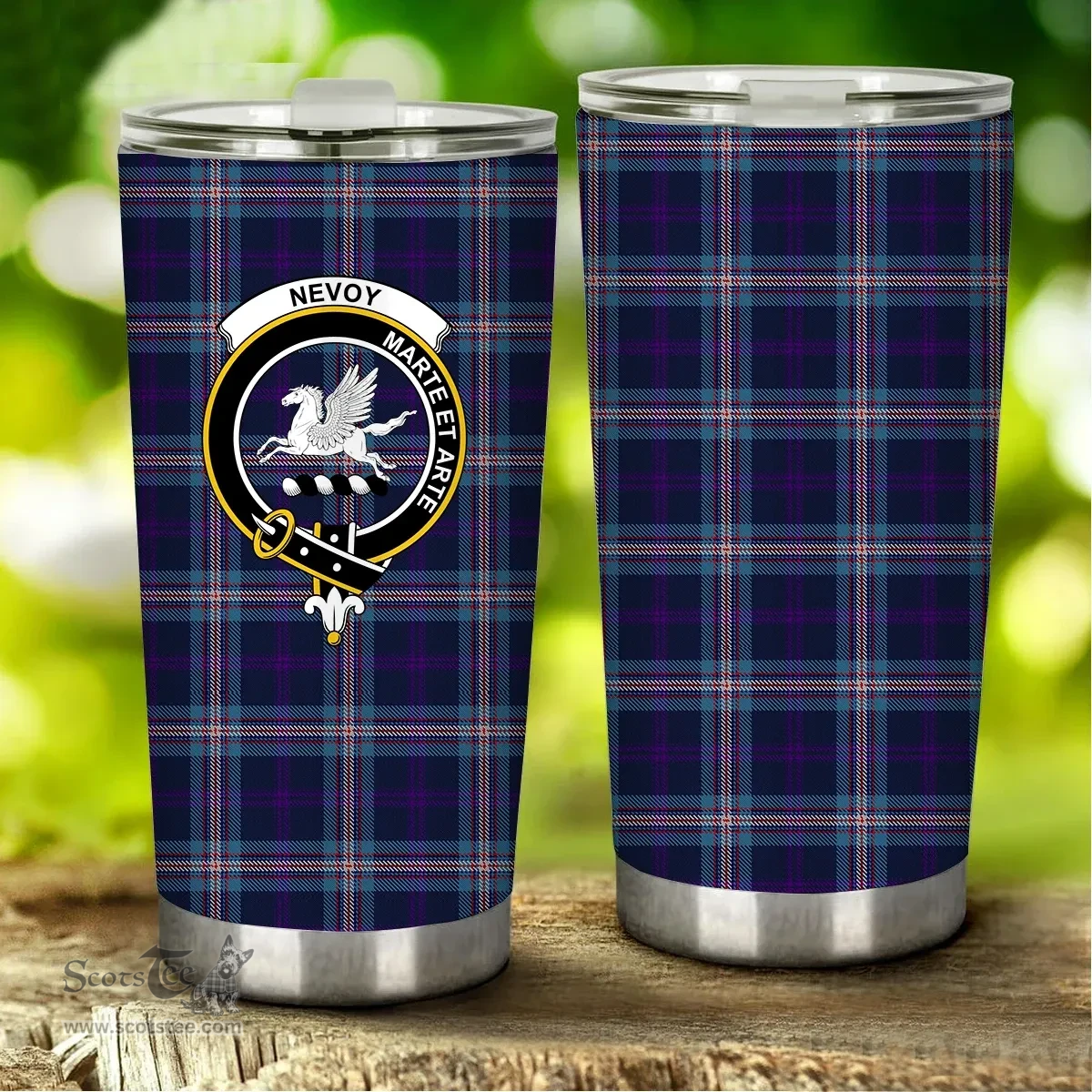 Scottish Nevoy Clan Tartan Tumbler - Stainless Steel Glitter Tumbler Scottish Plaid Tartan Plaid