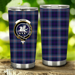Scottish Nevoy Clan Tartan Tumbler - Stainless Steel Glitter Tumbler Scottish Plaid Tartan Plaid