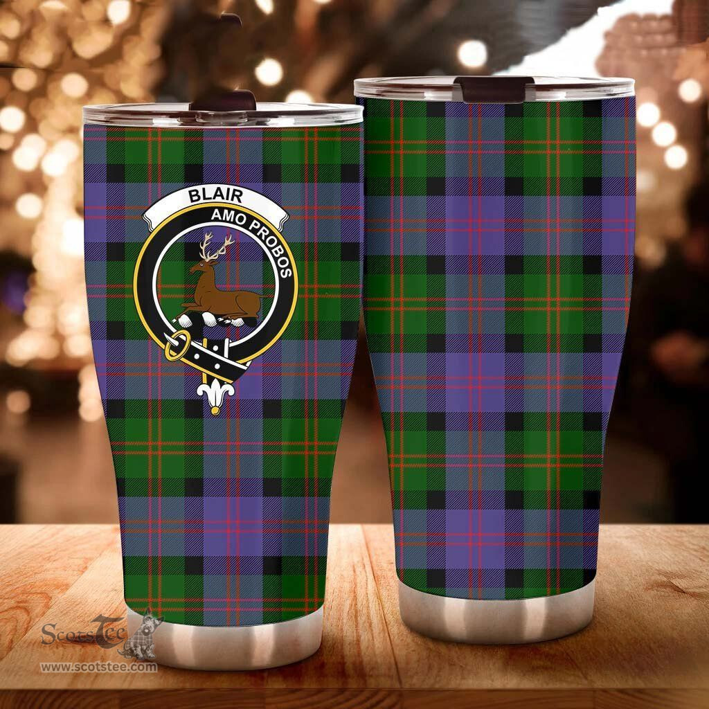 Scottish Blair Clan Tartan Tumbler - Curved Glitter Tumbler Scottish Plaid Tartan Plaid