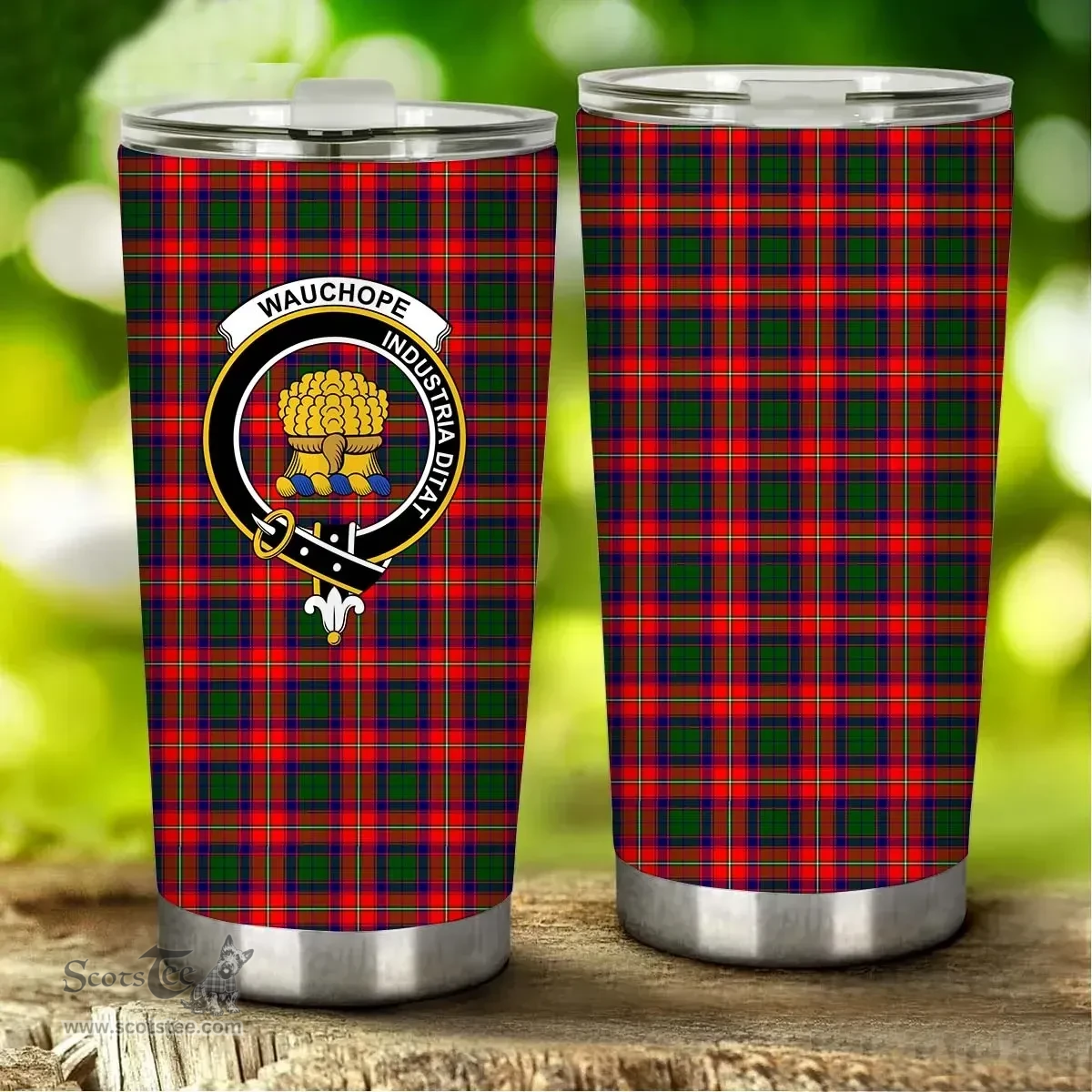 Scottish Wauchope (or Waugh) Clan Tartan Tumbler - Stainless Steel Glitter Tumbler Scottish Plaid Tartan Plaid