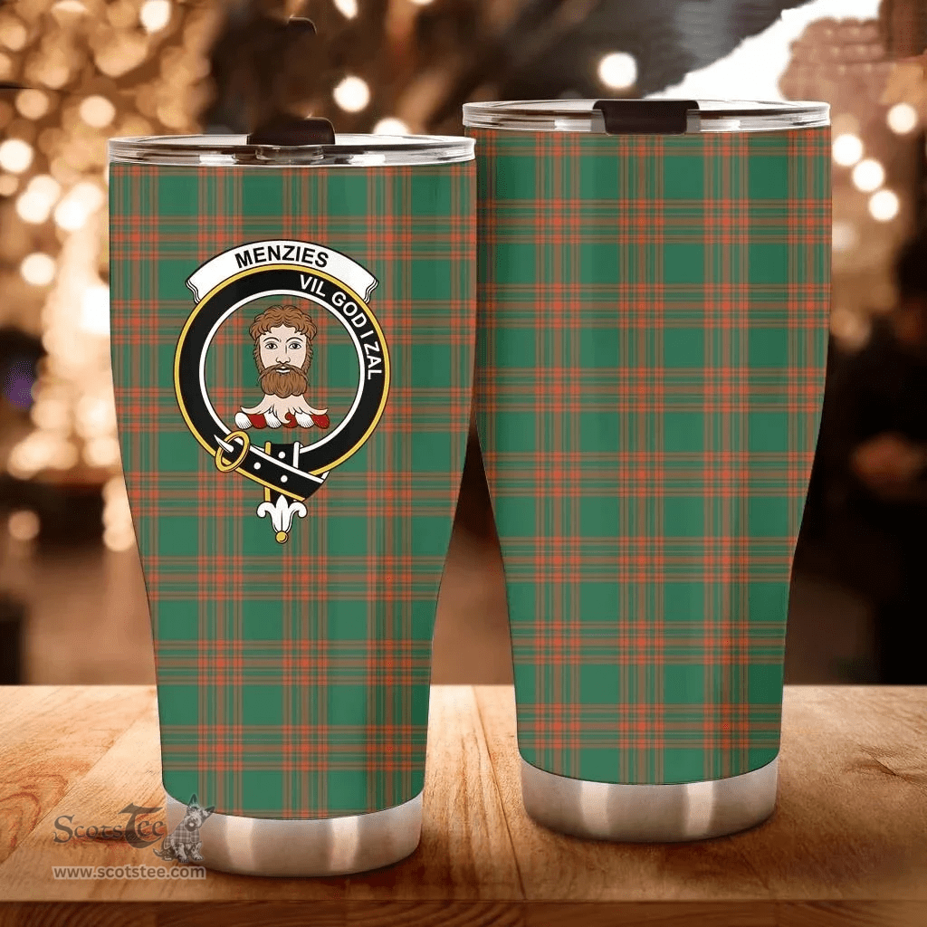 Scottish MENZIES GREEN ANCIENT Clan Tartan Tumbler - Curved Glitter Tumbler Scottish Plaid Tartan Plaid