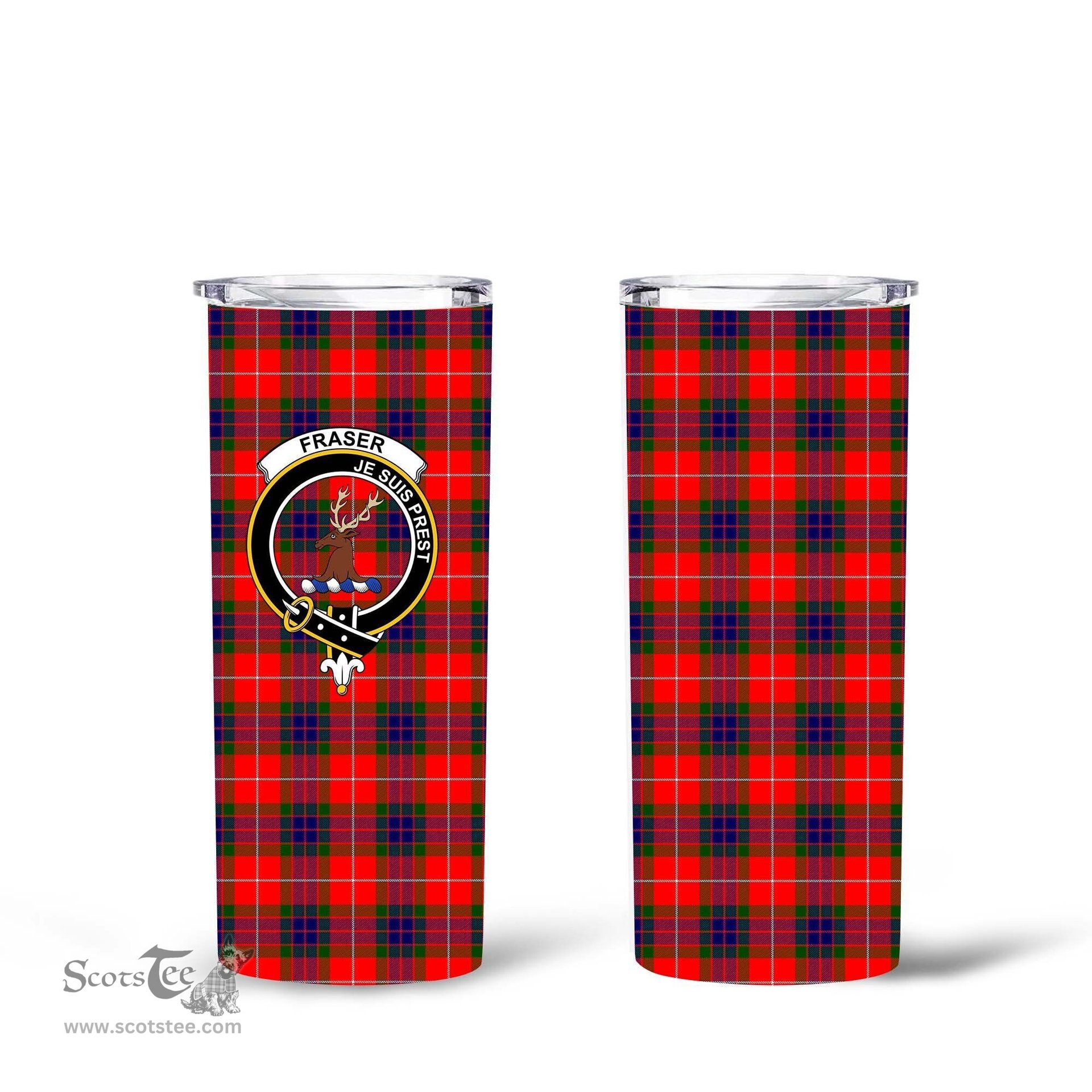 Scottish Fraser (of Lovat) Clan Tartan Tumbler - Tall Glitter Tumbler Scottish Plaid Tartan Plaid