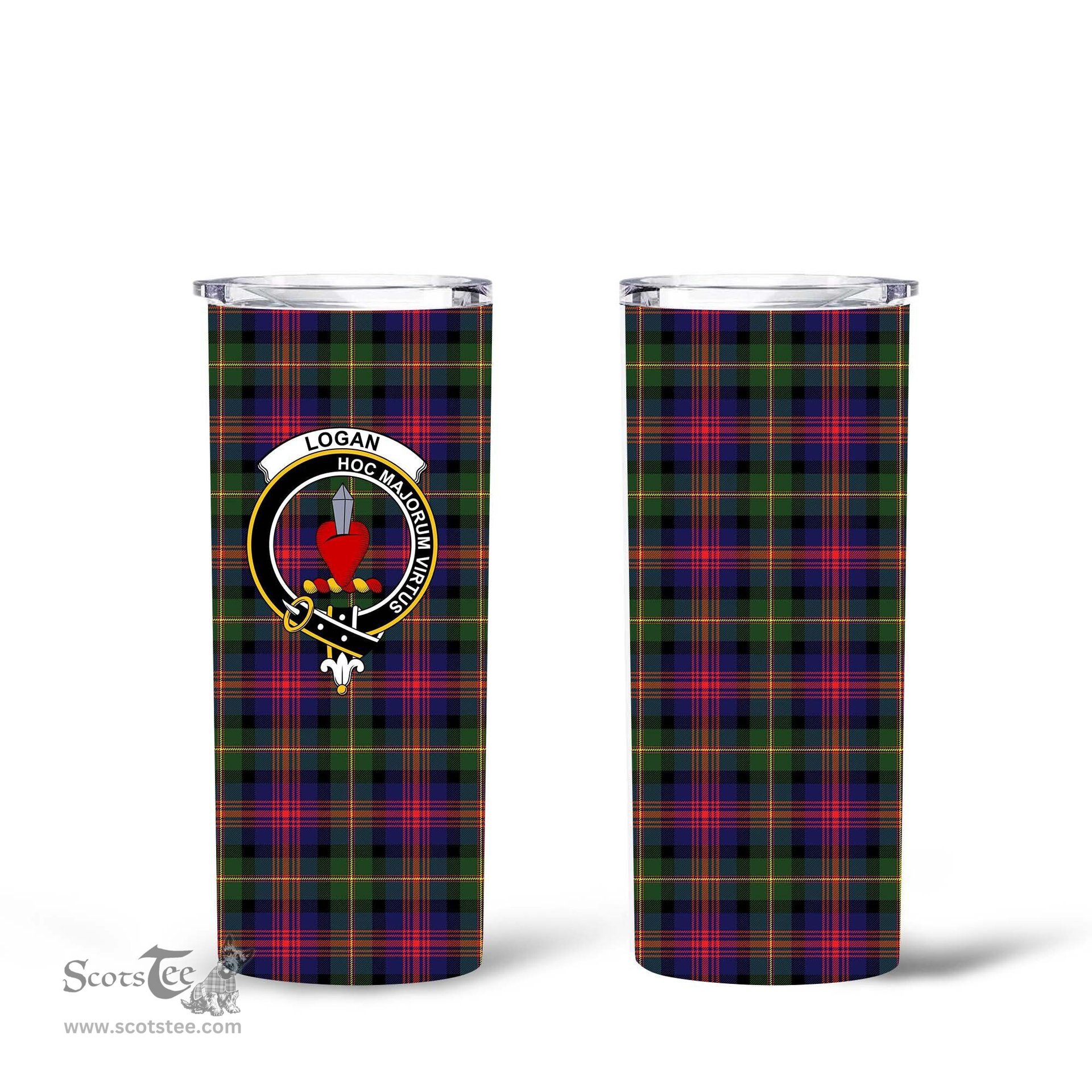 Scottish Logan Clan Tartan Tumbler - Tall Glitter Tumbler Scottish Plaid Tartan Plaid