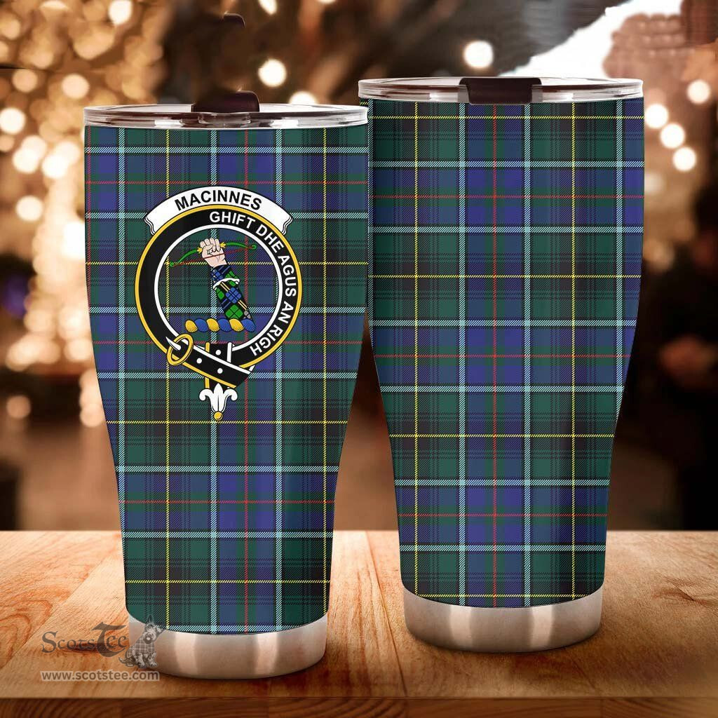 Scottish MacInnes Clan Tartan Tumbler - Curved Glitter Tumbler Scottish Plaid Tartan Plaid