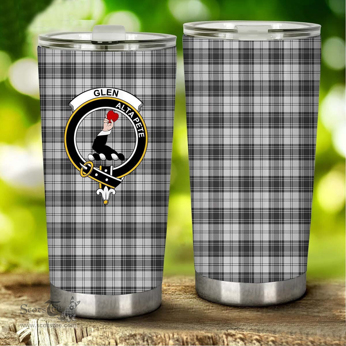 Scottish Glen Clan Tartan Tumbler - Stainless Steel Glitter Tumbler Scottish Plaid Tartan Plaid