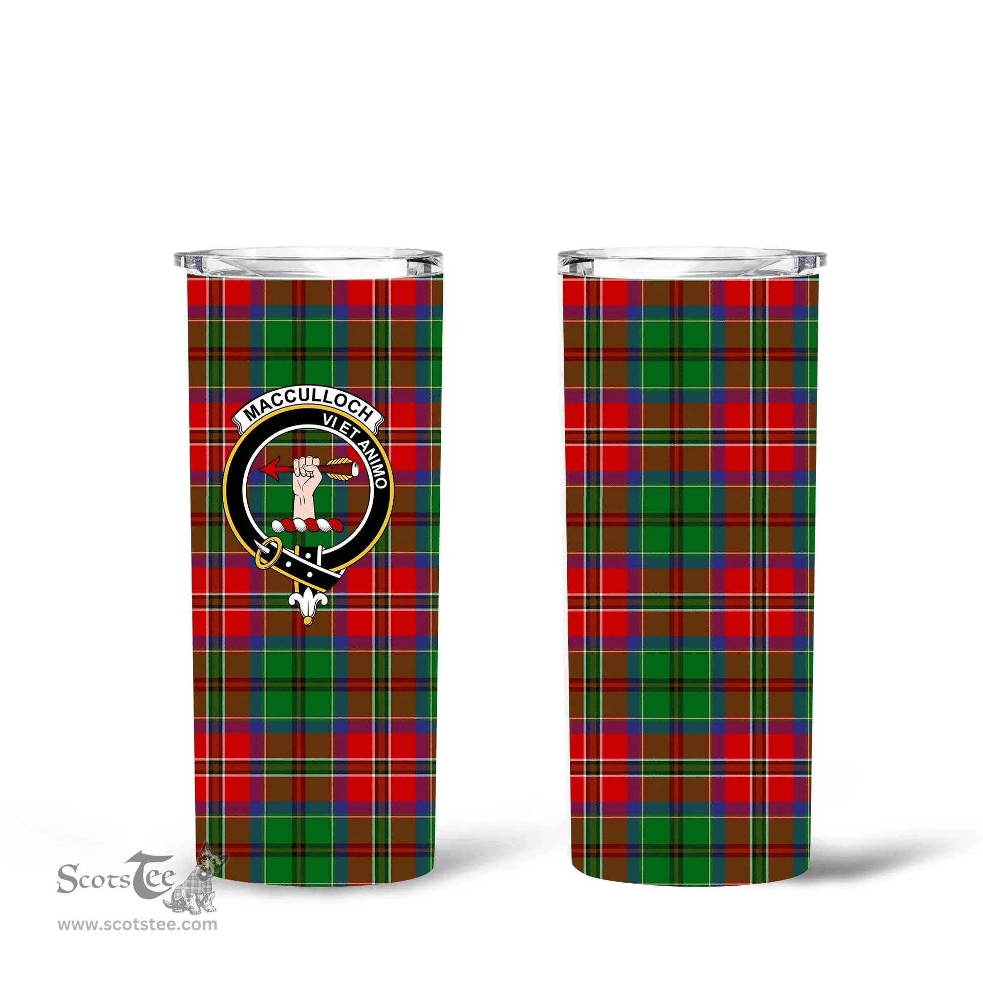 Scottish MacCulloch (McCulloch) Clan Tartan Tumbler - Tall Glitter Tumbler Scottish Plaid Tartan Plaid
