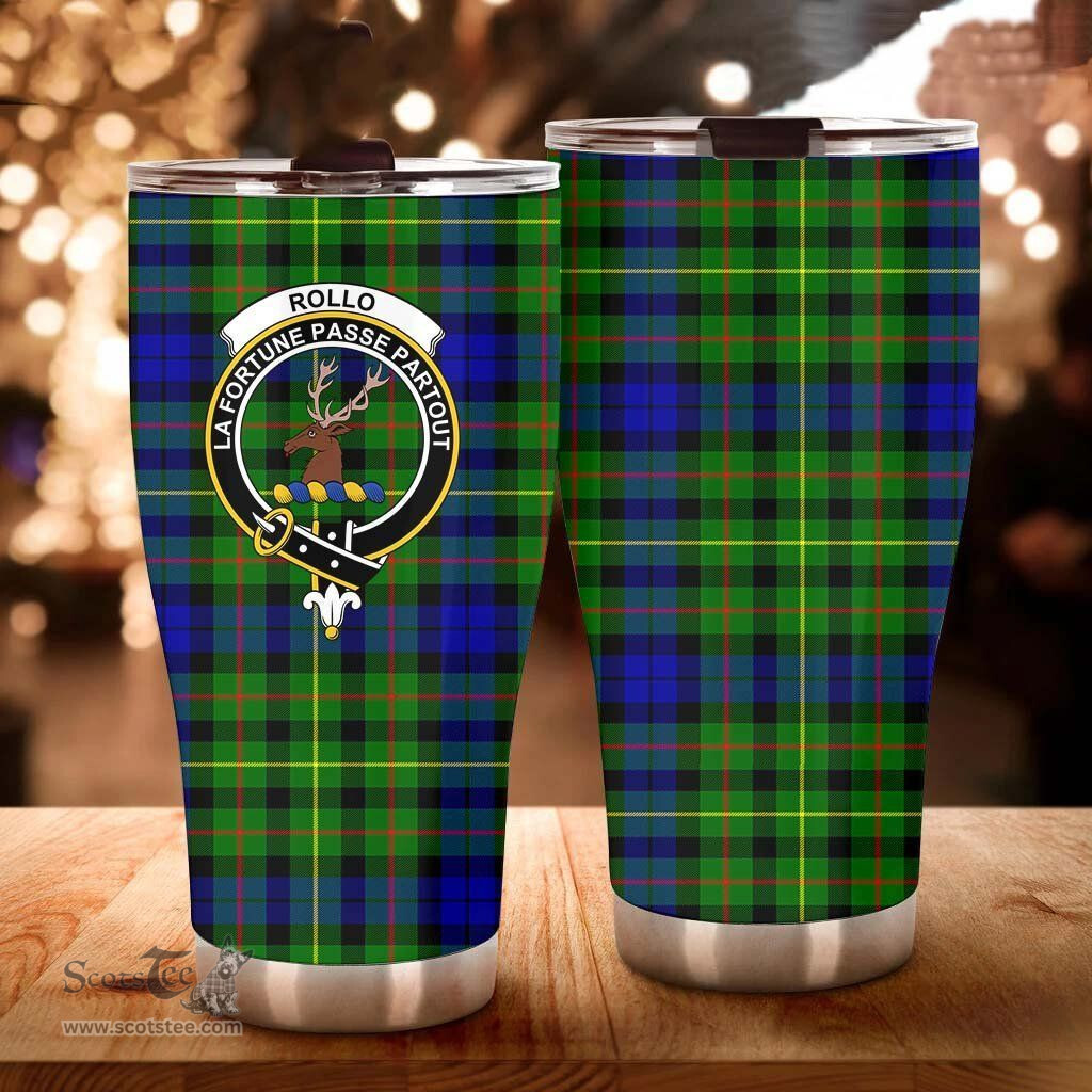 Scottish Rollo Clan Tartan Tumbler - Curved Glitter Tumbler Scottish Plaid Tartan Plaid
