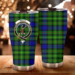 Scottish Rollo Clan Tartan Tumbler - Curved Glitter Tumbler Scottish Plaid Tartan Plaid