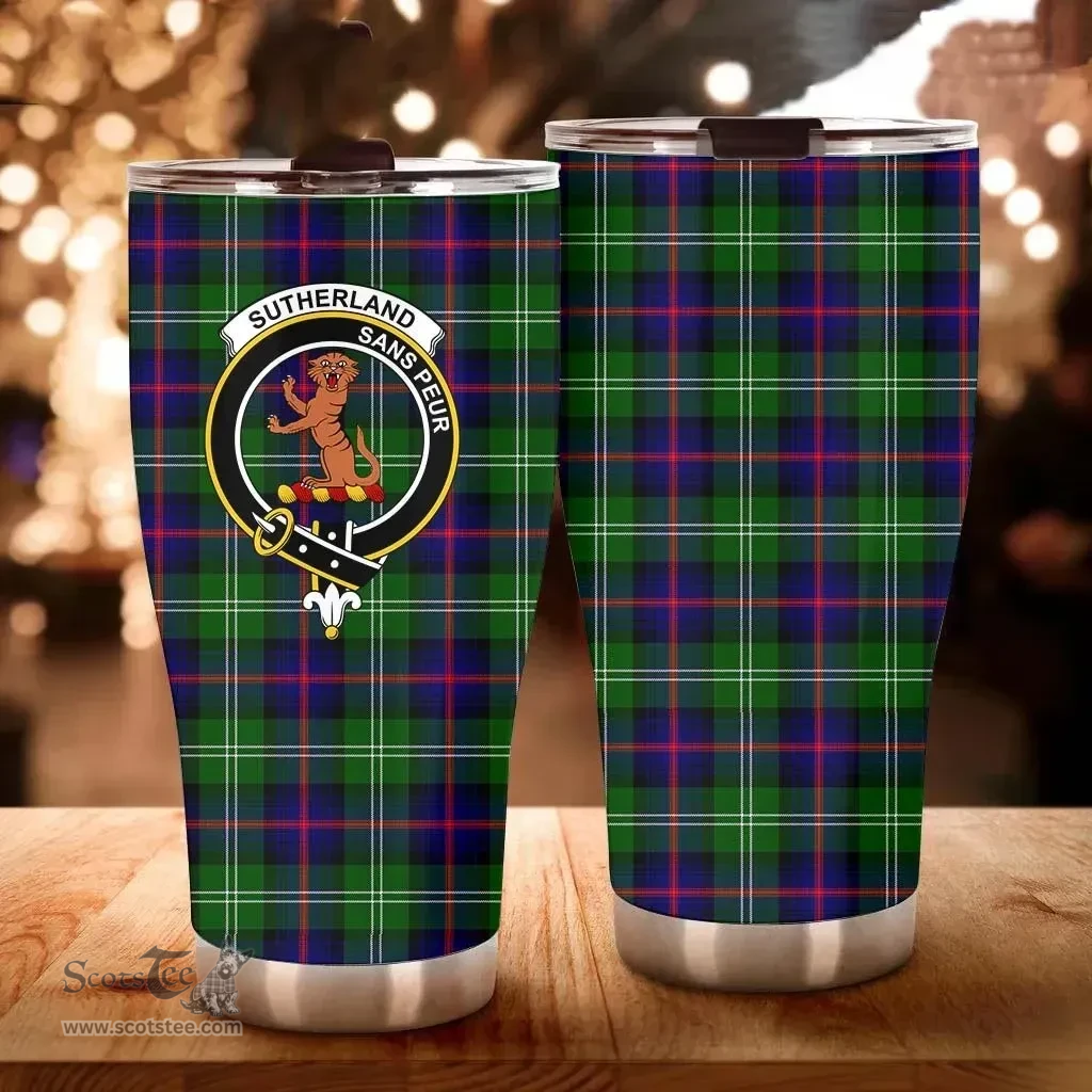 Scottish Sutherland I Clan Tartan Tumbler - Curved Glitter Tumbler Scottish Plaid Tartan Plaid