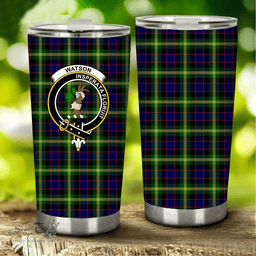 Scottish Watson Clan Tartan Tumbler - Stainless Steel Glitter Tumbler Scottish Plaid Tartan Plaid