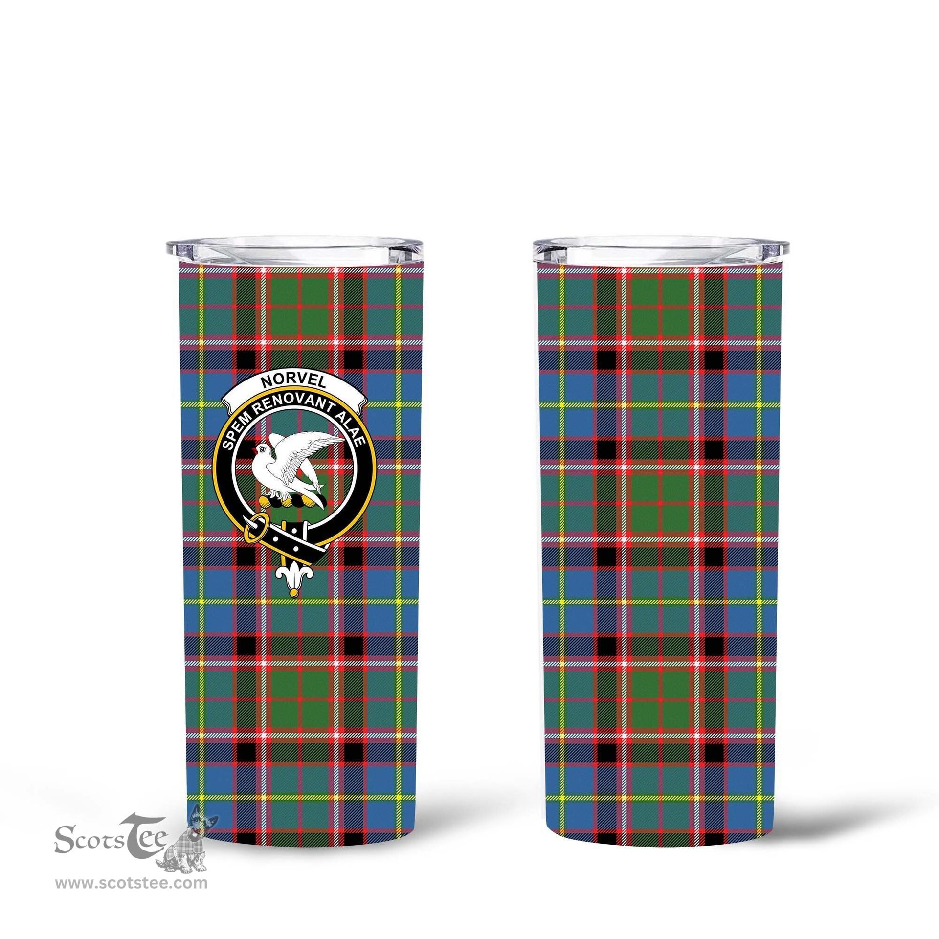 Scottish Norvel Clan Tartan Tumbler - Tall Glitter Tumbler Scottish Plaid Tartan Plaid