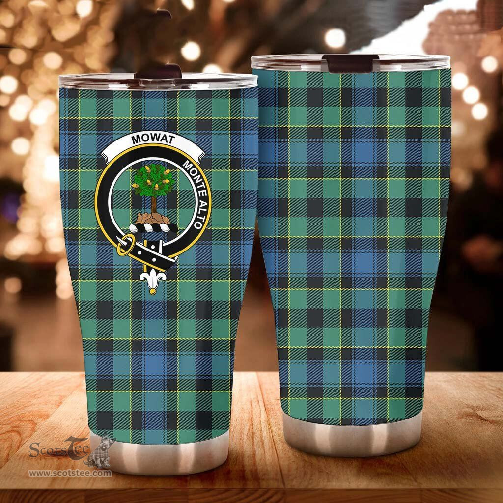 Scottish Mowat (of Inglistoun) Clan Tartan Tumbler - Curved Glitter Tumbler Scottish Plaid Tartan Plaid