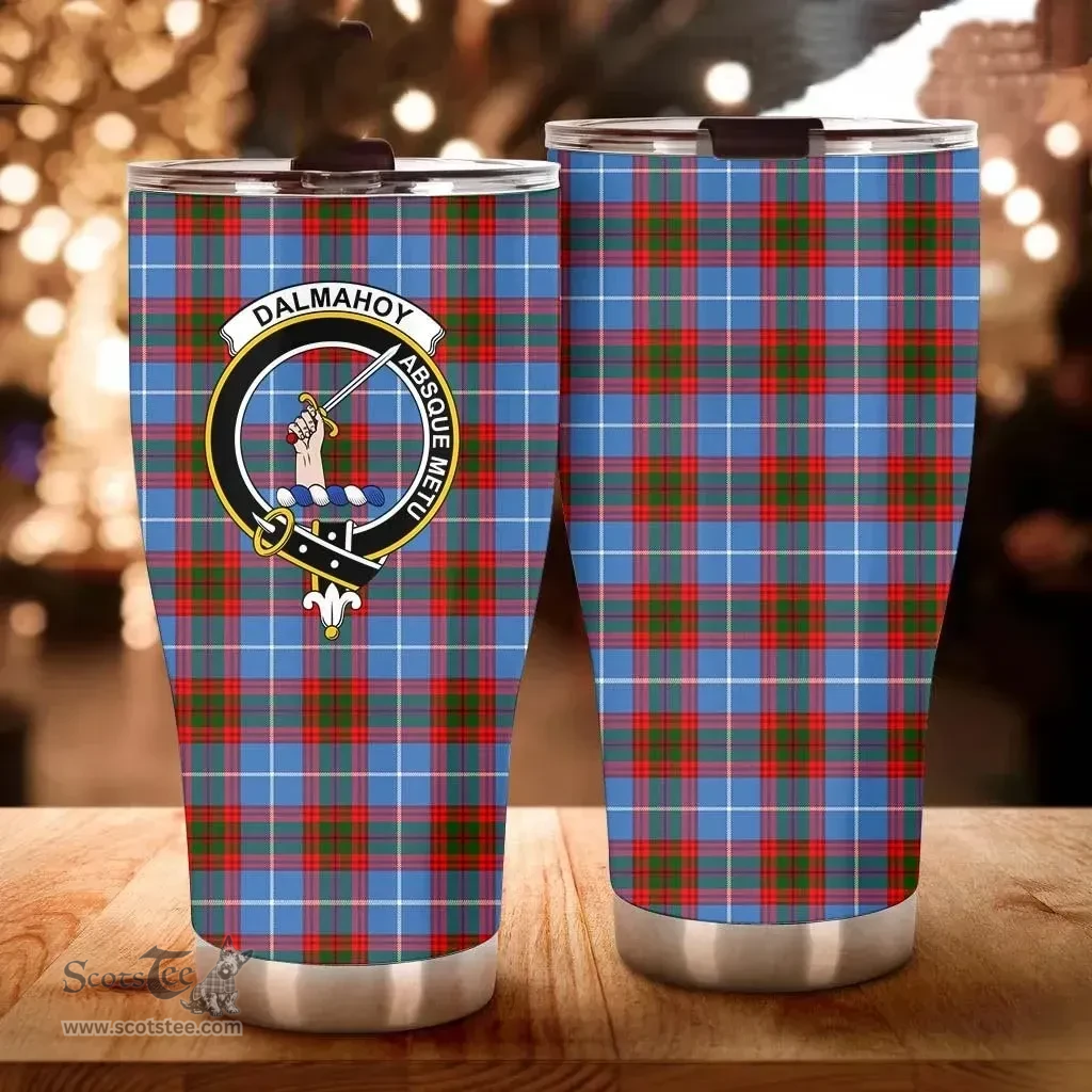 Scottish Dalmahoy Clan Tartan Tumbler - Curved Glitter Tumbler Scottish Plaid Tartan Plaid