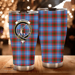Scottish Dalmahoy Clan Tartan Tumbler - Curved Glitter Tumbler Scottish Plaid Tartan Plaid