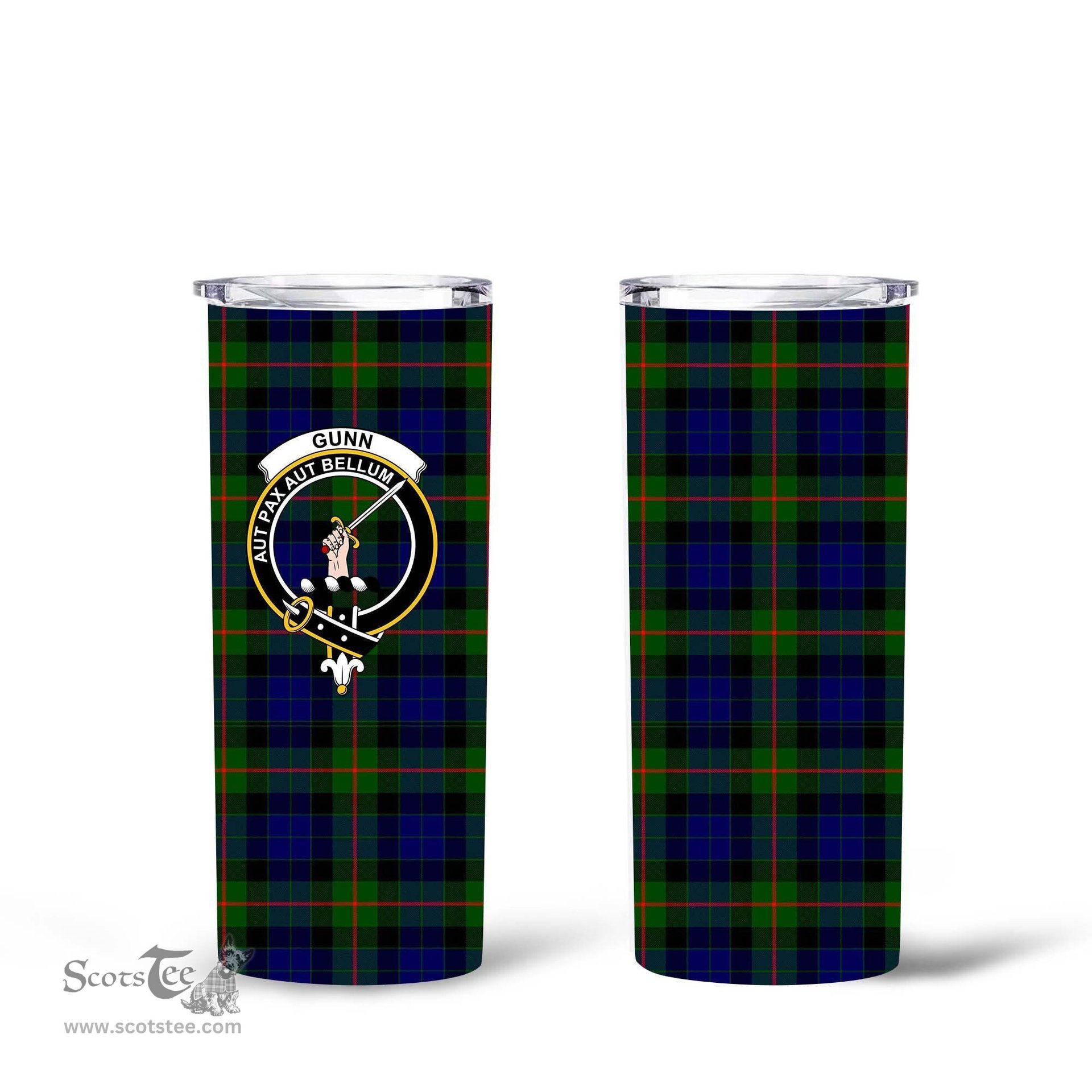 Scottish Gunn Clan Tartan Tumbler - Tall Glitter Tumbler Scottish Plaid Tartan Plaid