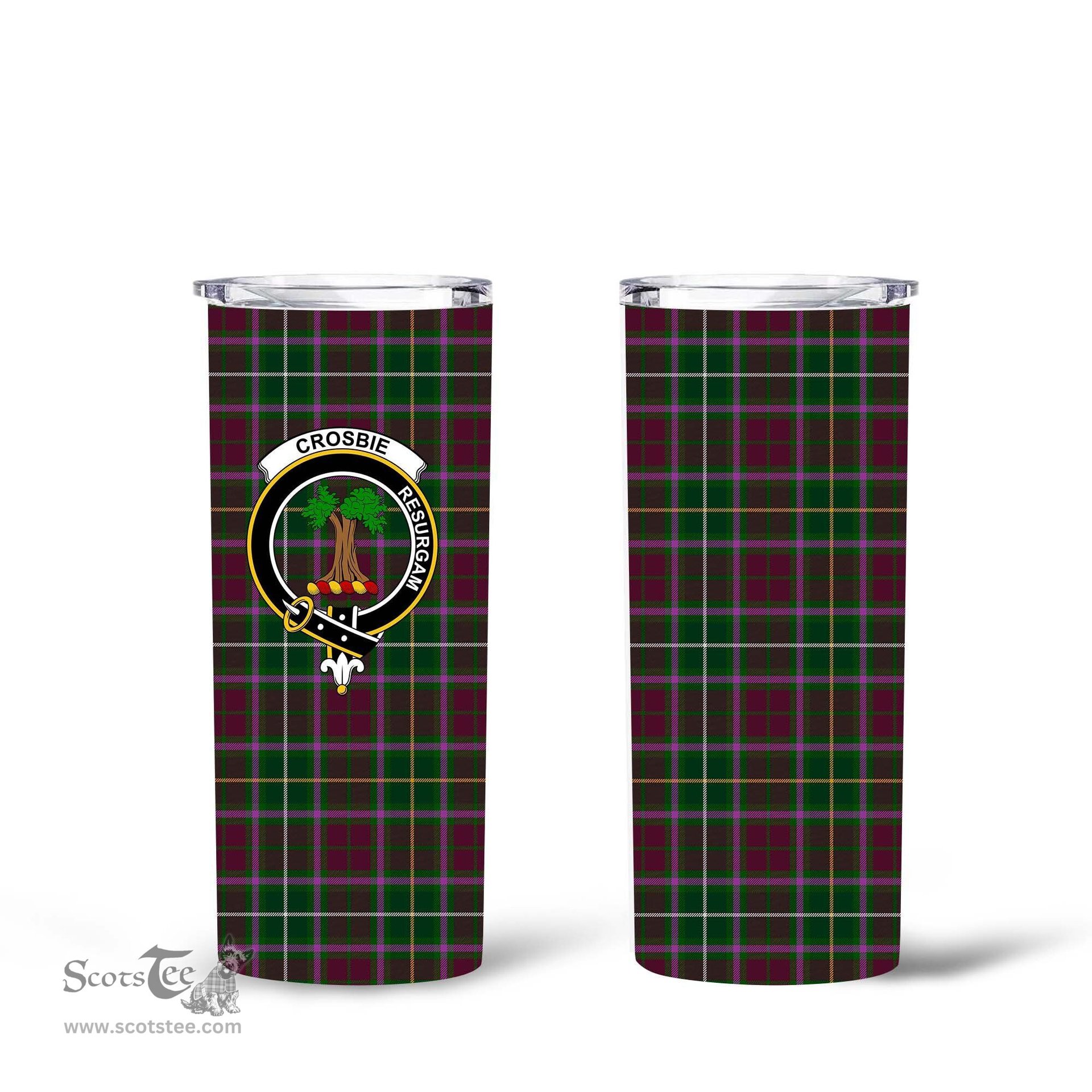Scottish Crosbie Clan Tartan Tumbler - Tall Glitter Tumbler Scottish Plaid Tartan Plaid