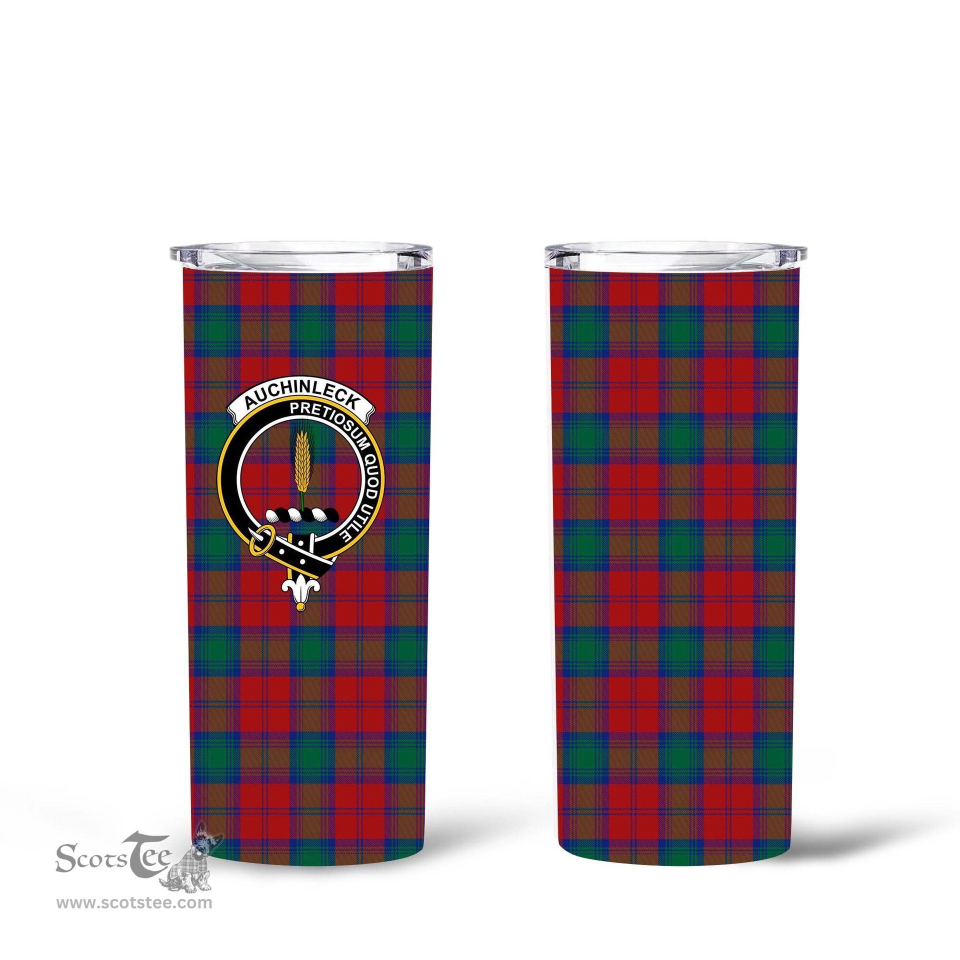 Scottish Auchinleck Clan Tartan Tumbler - Tall Glitter Tumbler Scottish Plaid Tartan Plaid