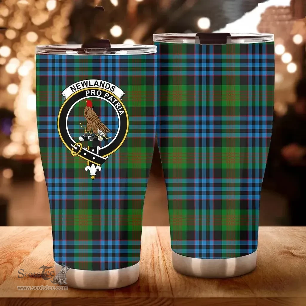 Scottish Newlands Clan Tartan Tumbler - Curved Glitter Tumbler Scottish Plaid Tartan Plaid
