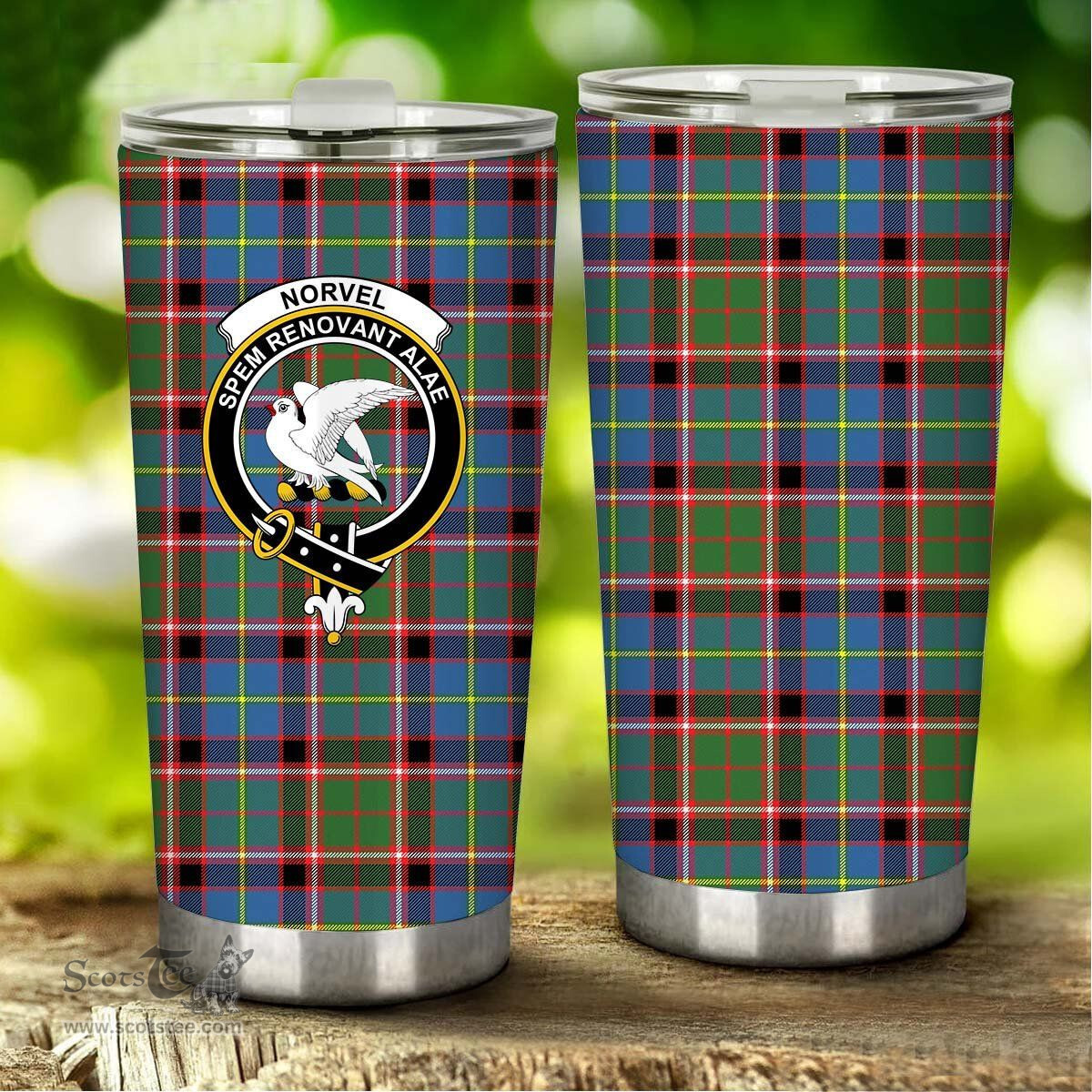 Scottish Norvel Clan Tartan Tumbler - Stainless Steel Glitter Tumbler Scottish Plaid Tartan Plaid