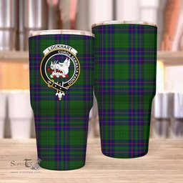 Scottish Lockhart Clan Tartan Tumbler - Stainless Steel Glitter Tumbler Scottish Plaid Tartan Plaid