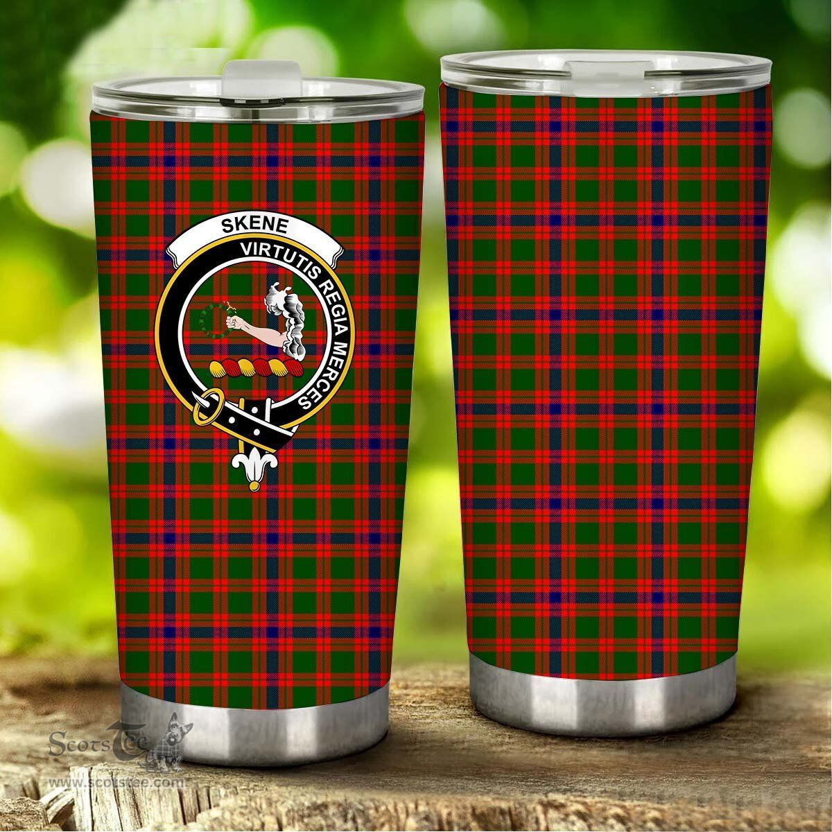 Scottish Skene Clan Tartan Tumbler - Stainless Steel Glitter Tumbler Scottish Plaid Tartan Plaid