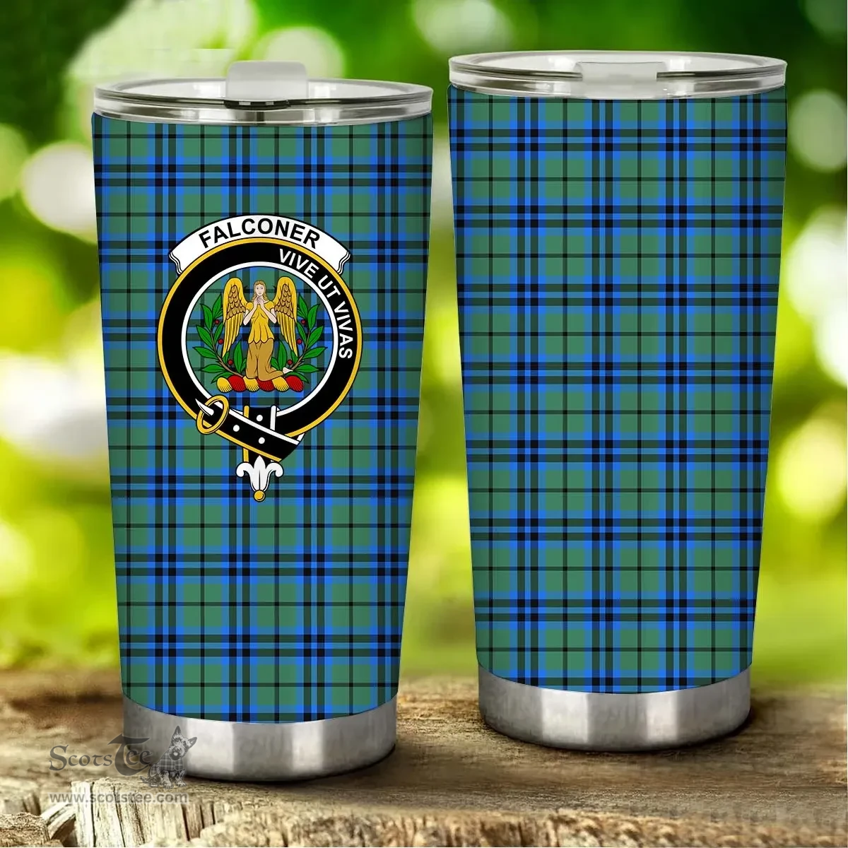 Scottish Falconer Clan Tartan Tumbler - Stainless Steel Glitter Tumbler Scottish Plaid Tartan Plaid