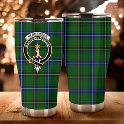 Scottish Henderson Clan Tartan Tumbler - Curved Glitter Tumbler Scottish Plaid Tartan Plaid
