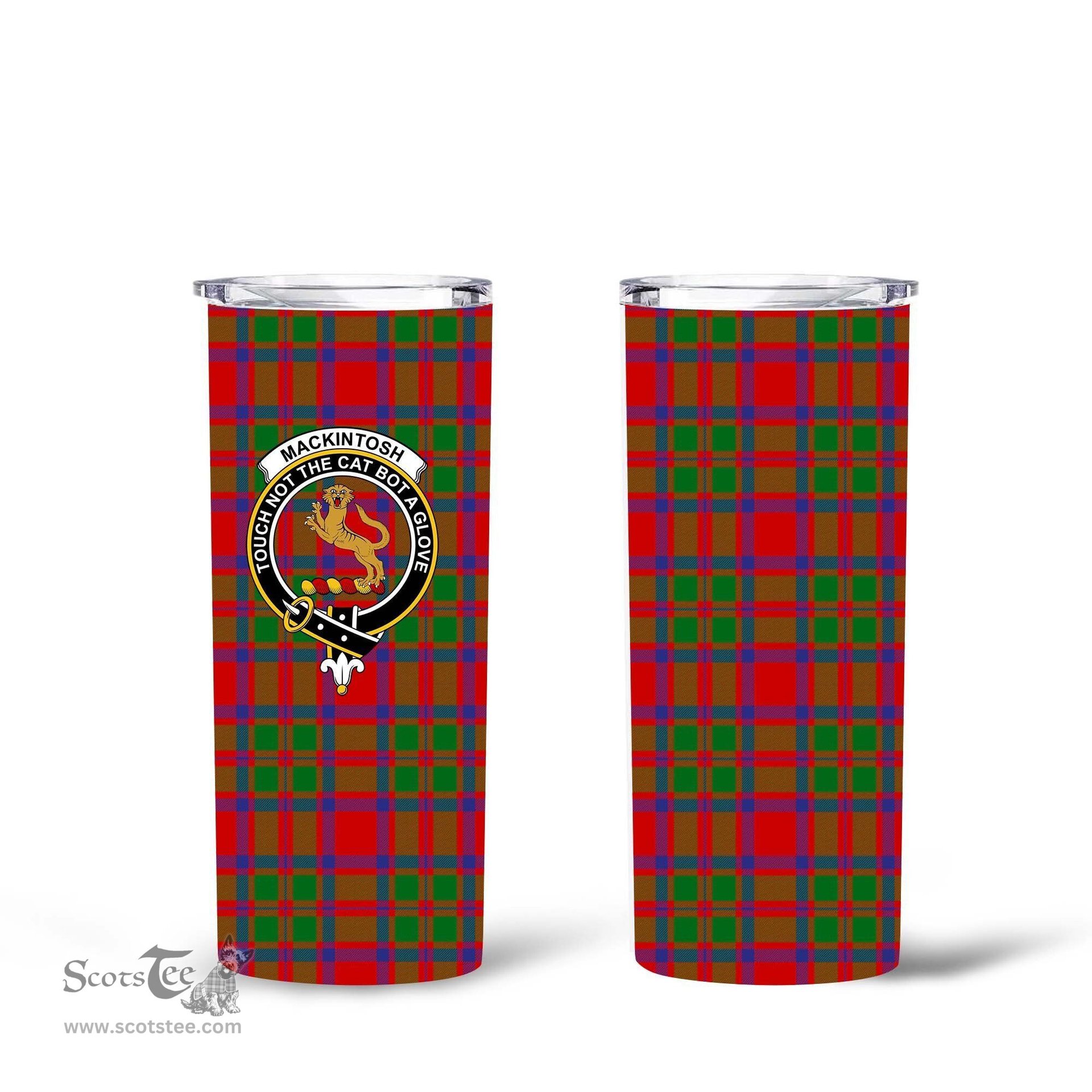 Scottish MacKintosh Clan Tartan Tumbler - Tall Glitter Tumbler Scottish Plaid Tartan Plaid