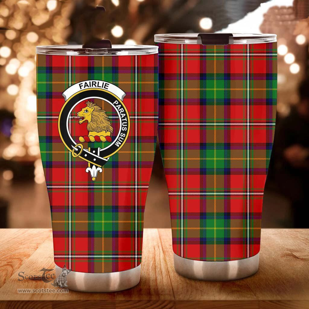 Scottish Fairlie Clan Tartan Tumbler - Curved Glitter Tumbler Scottish Plaid Tartan Plaid