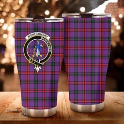 Scottish Montgomery Clan Tartan Tumbler - Curved Glitter Tumbler Scottish Plaid Tartan Plaid