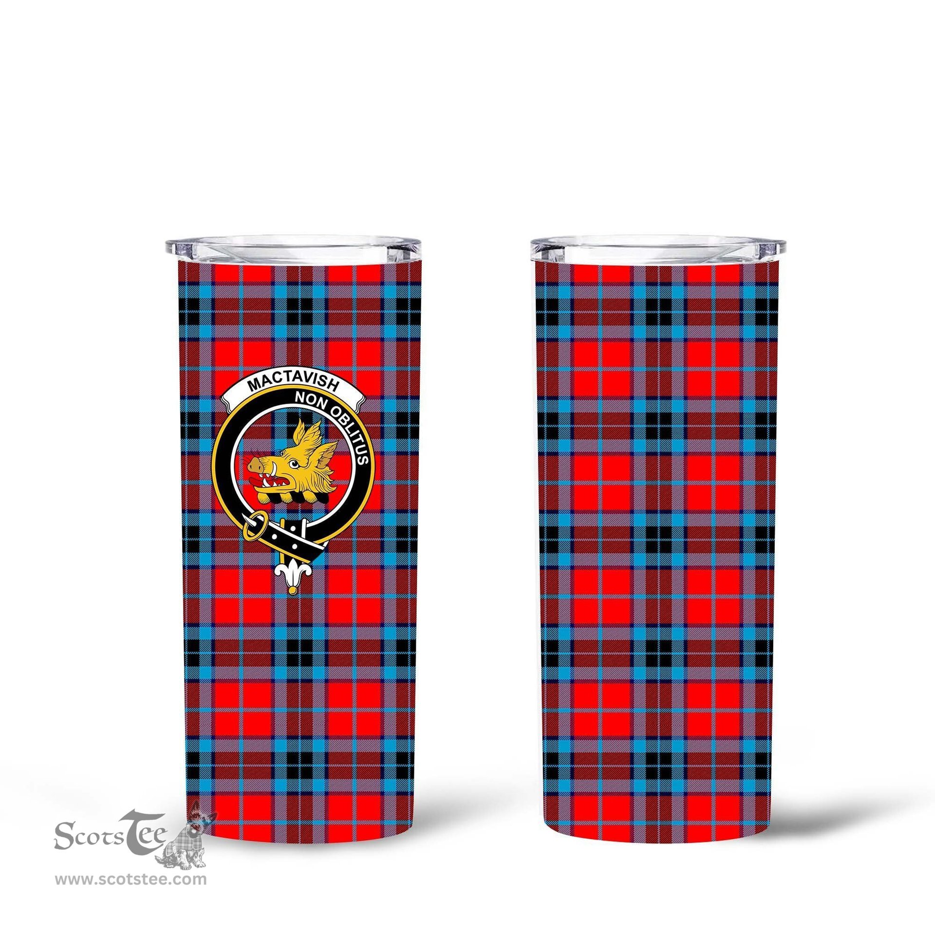 Scottish MacTavish Clan Tartan Tumbler - Tall Glitter Tumbler Scottish Plaid Tartan Plaid