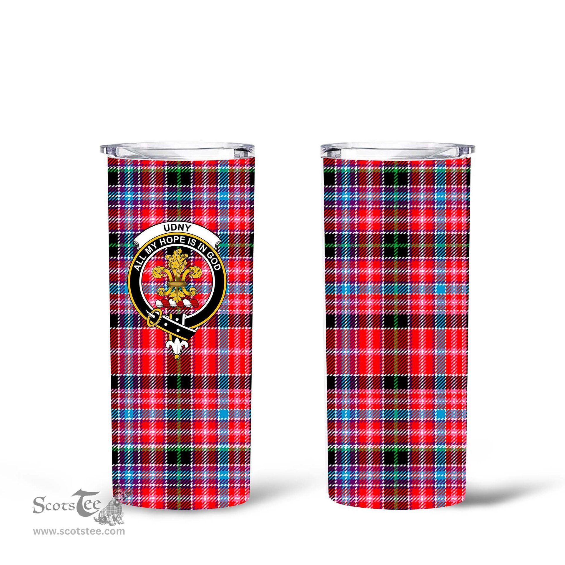 Scottish Udny Clan Tartan Tumbler - Tall Glitter Tumbler Scottish Plaid Tartan Plaid